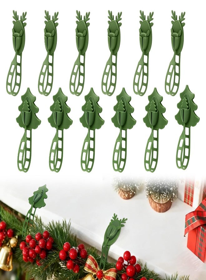 YIBOBO 12Pcs Christmas Garland Hangers for Mantle, Fireplace Stocking and Garland Holder Christmas Wreath Ties, Reusable Silicone Adhesive Straps for Fireplace Mantle Stairways Front Door (12) - Image 1